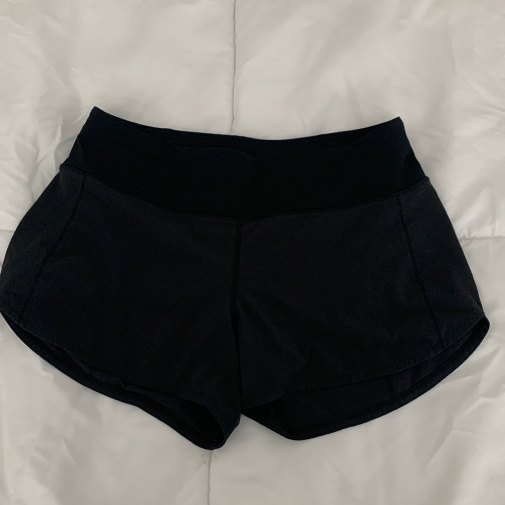 Lululemon Black Speed Up Mid Rise Lined Short 4” Size 8